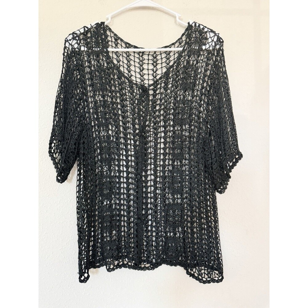 Women’s Sheer Crotchet Lace Top Boho Festival Whimsigoth Coastal Cowgirl Goth